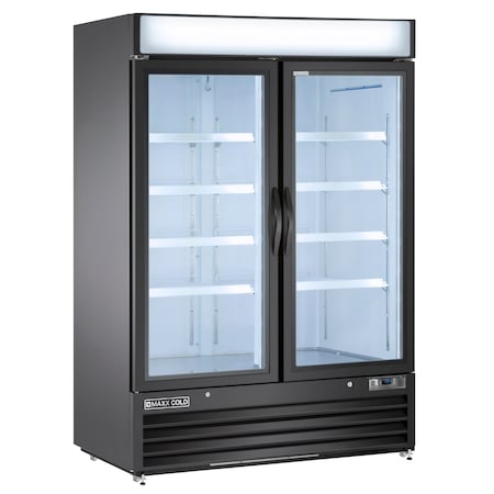 Maxx Cold Freezer 48 cu.ft., Double Door, Commercial Merchandiser, Black/Glass MXM2-48FB